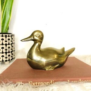 Classic MCM Vintage Brass Duck Figurine Gold Duck Statue